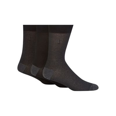 Pack of three black and dark grey pindot socks